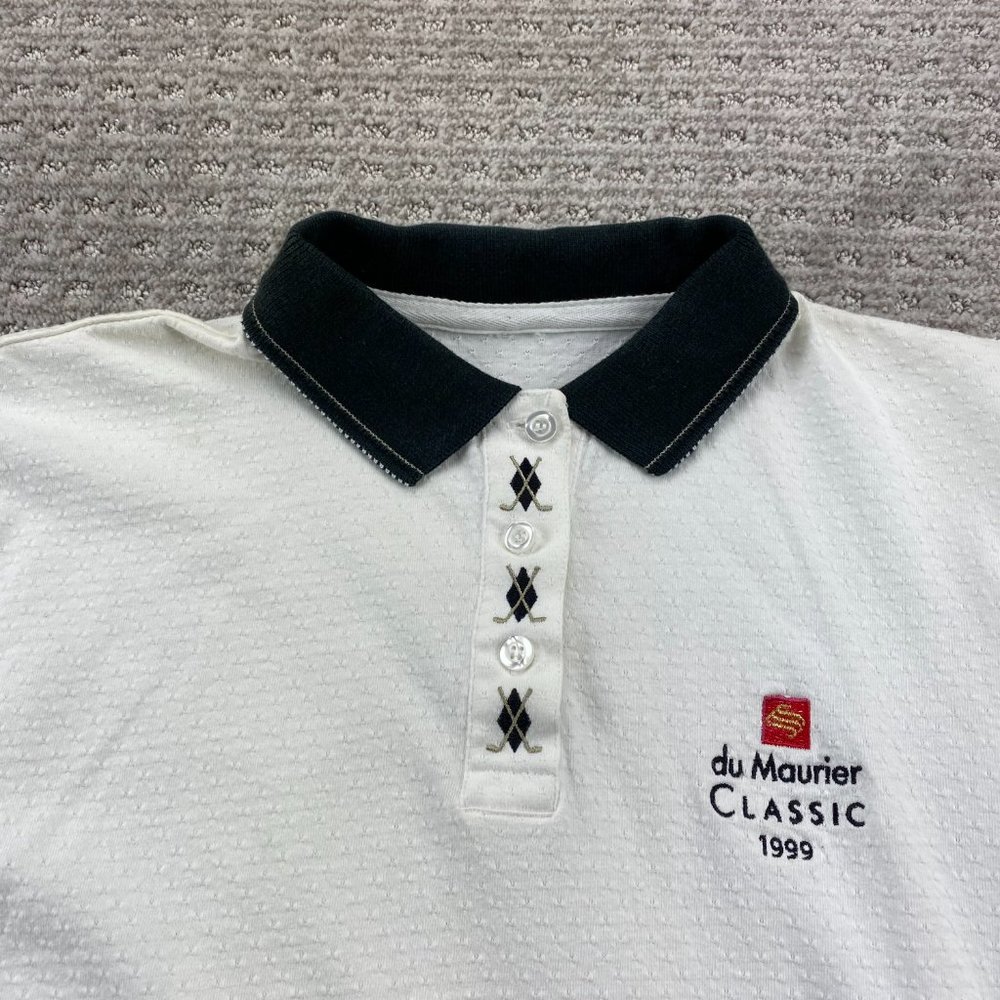 Vintage 1999 du MAURIER Classics Golf Shirt Women Small S White PRIDDIS GREENS - Picture 3 of 8